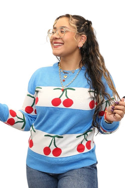 Blue cherry sweater