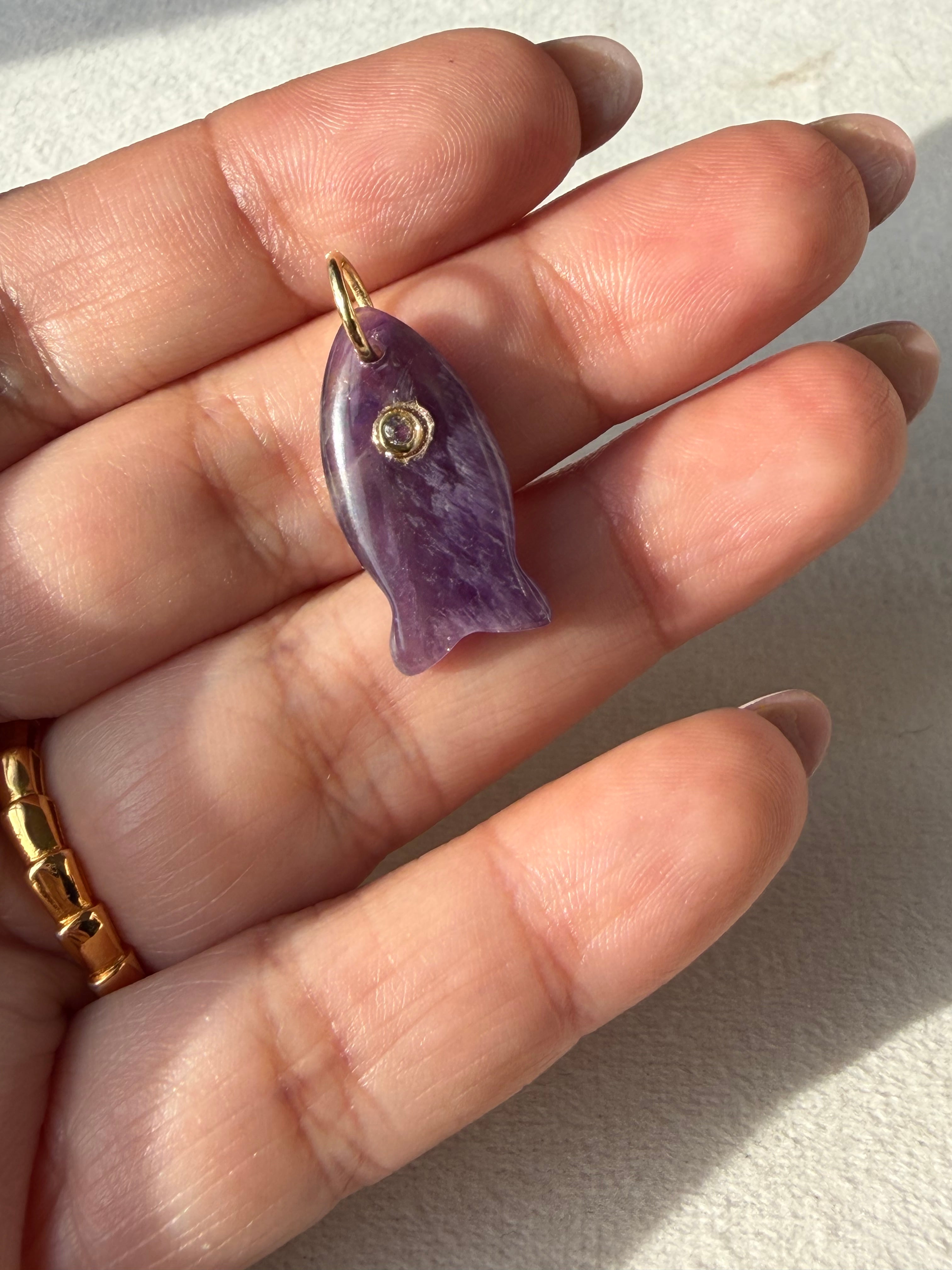 Mini pez natural stone charm