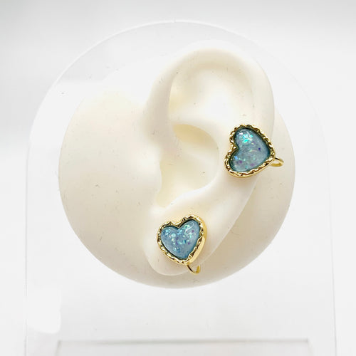 Blue heart earcuff,earrings