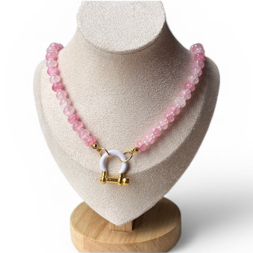 Pink stone necklace