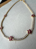 Flower tennis necklace, bracelet