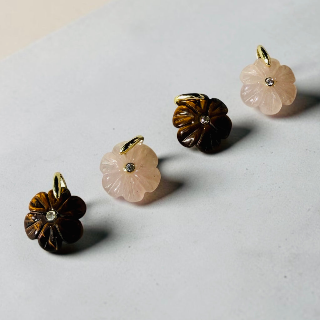 Flower natural stone charm