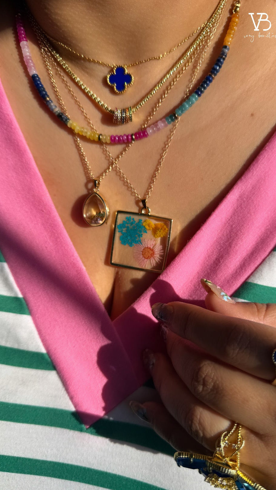 Mini natural stone Candy necklace