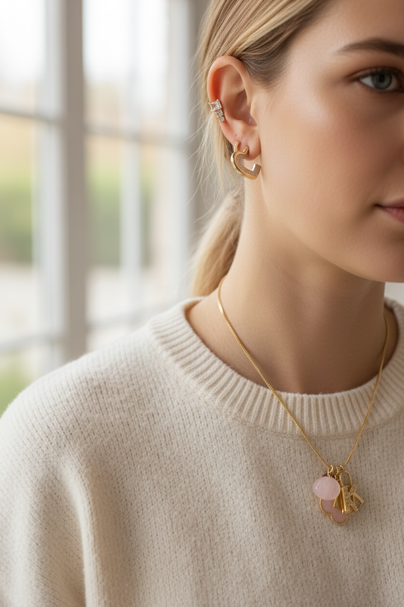 Heart bicolor earring