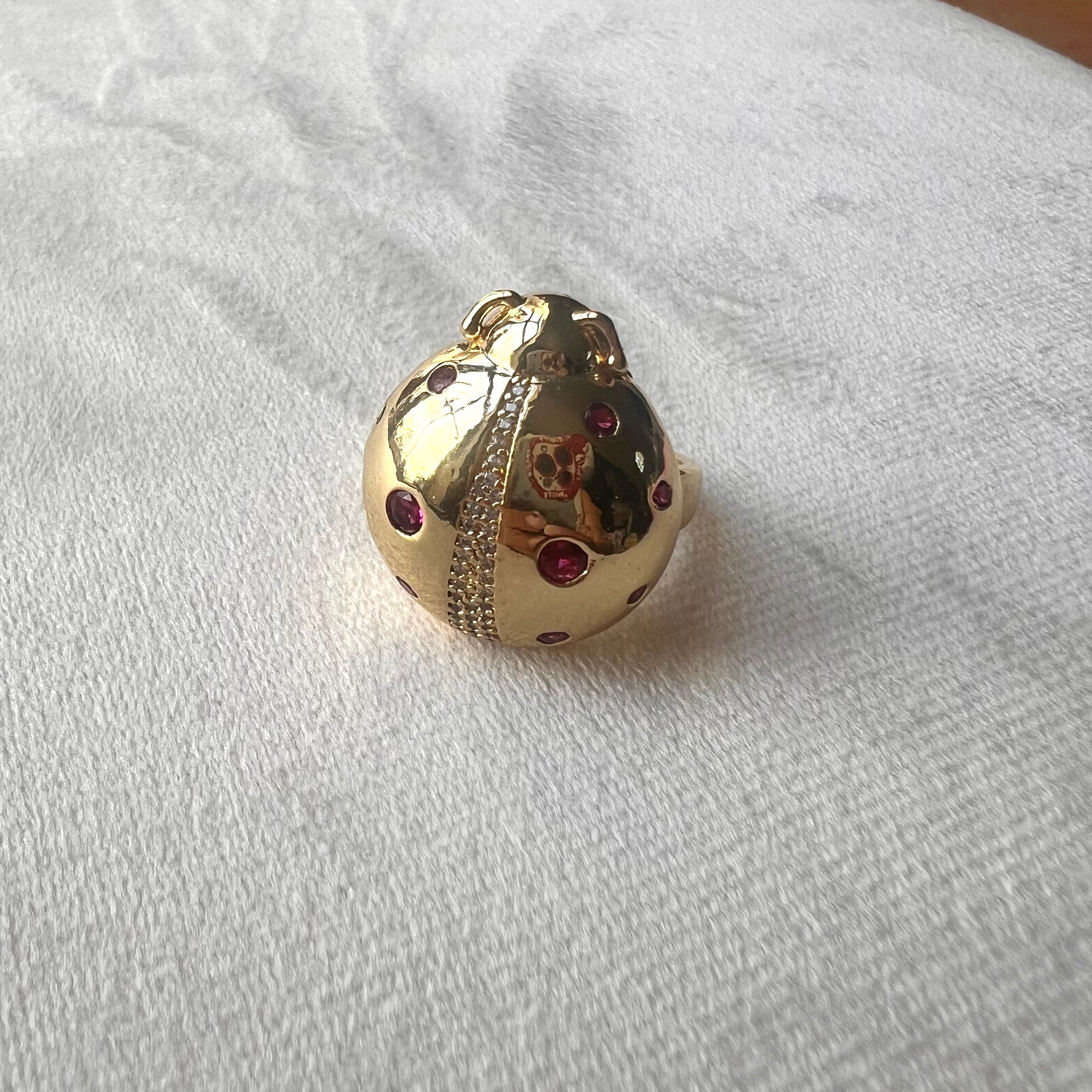 Pink ladybug Ring