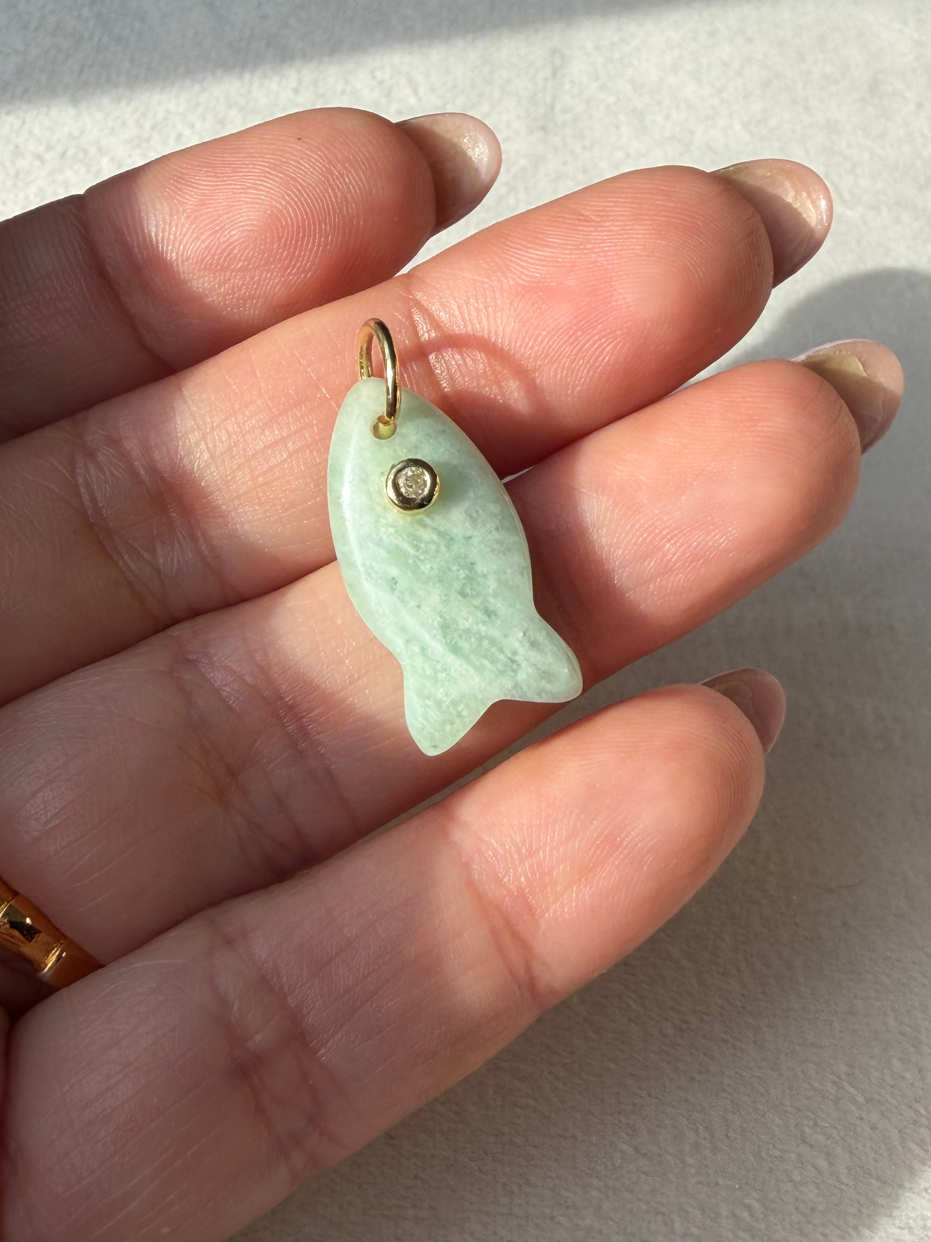 Mini pez natural stone charm