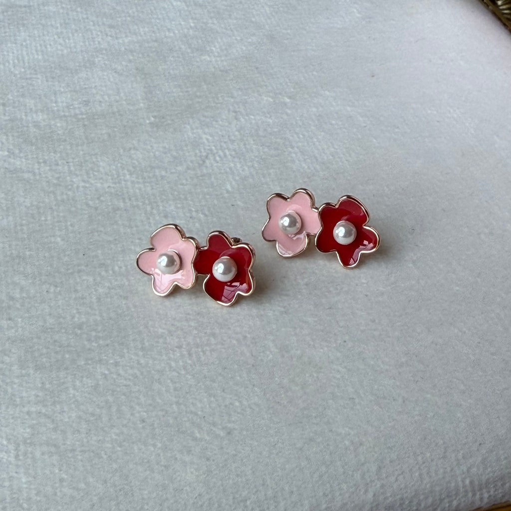 Pink flower earring