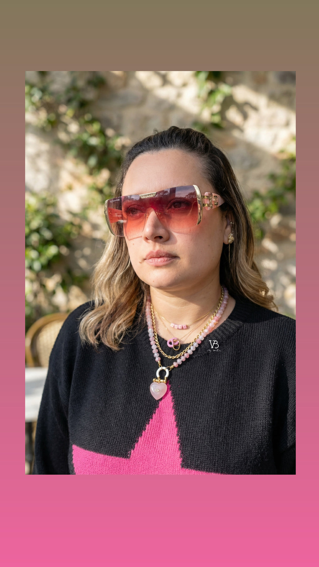 Pink stone necklace