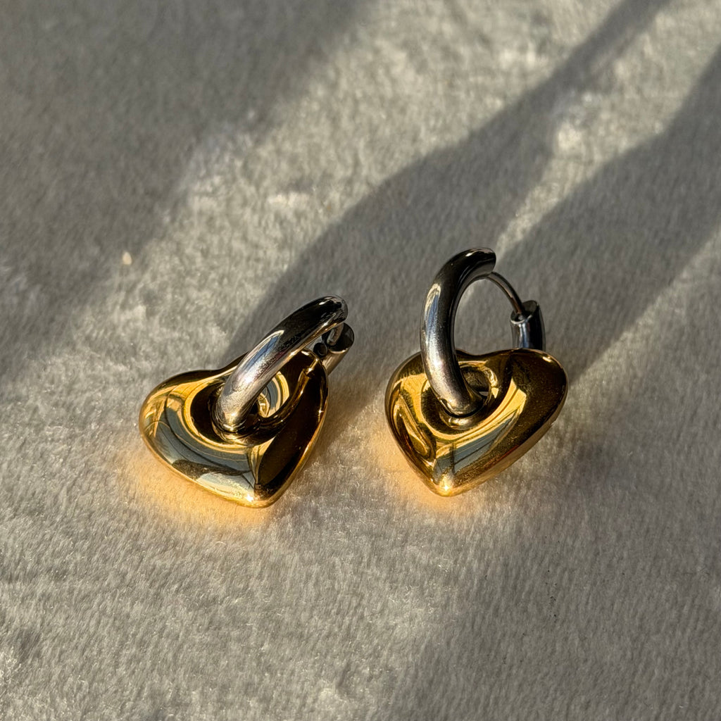 Doble tono heart earring