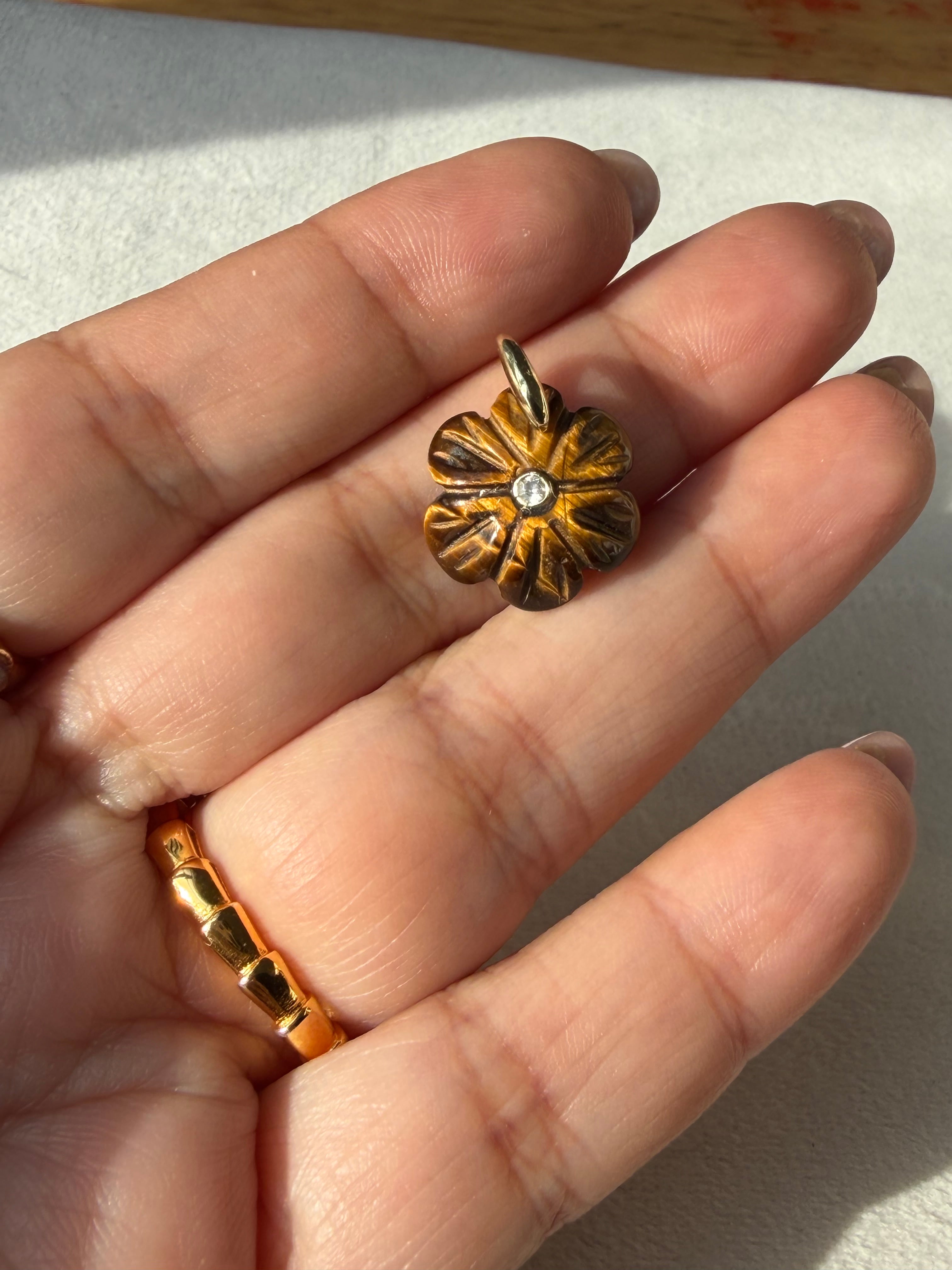 Flower natural stone charm