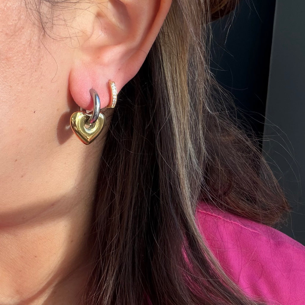 Doble tono heart earring