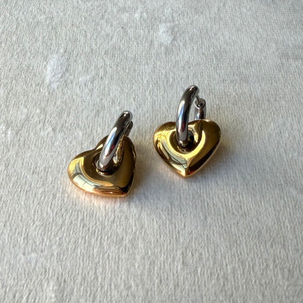 Doble tono heart earring