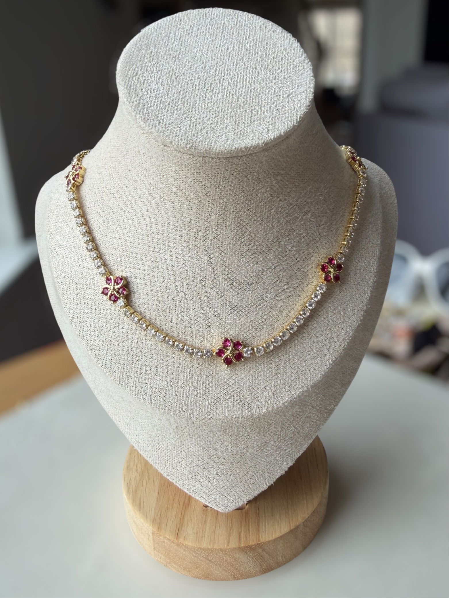 Flower tennis necklace, bracelet