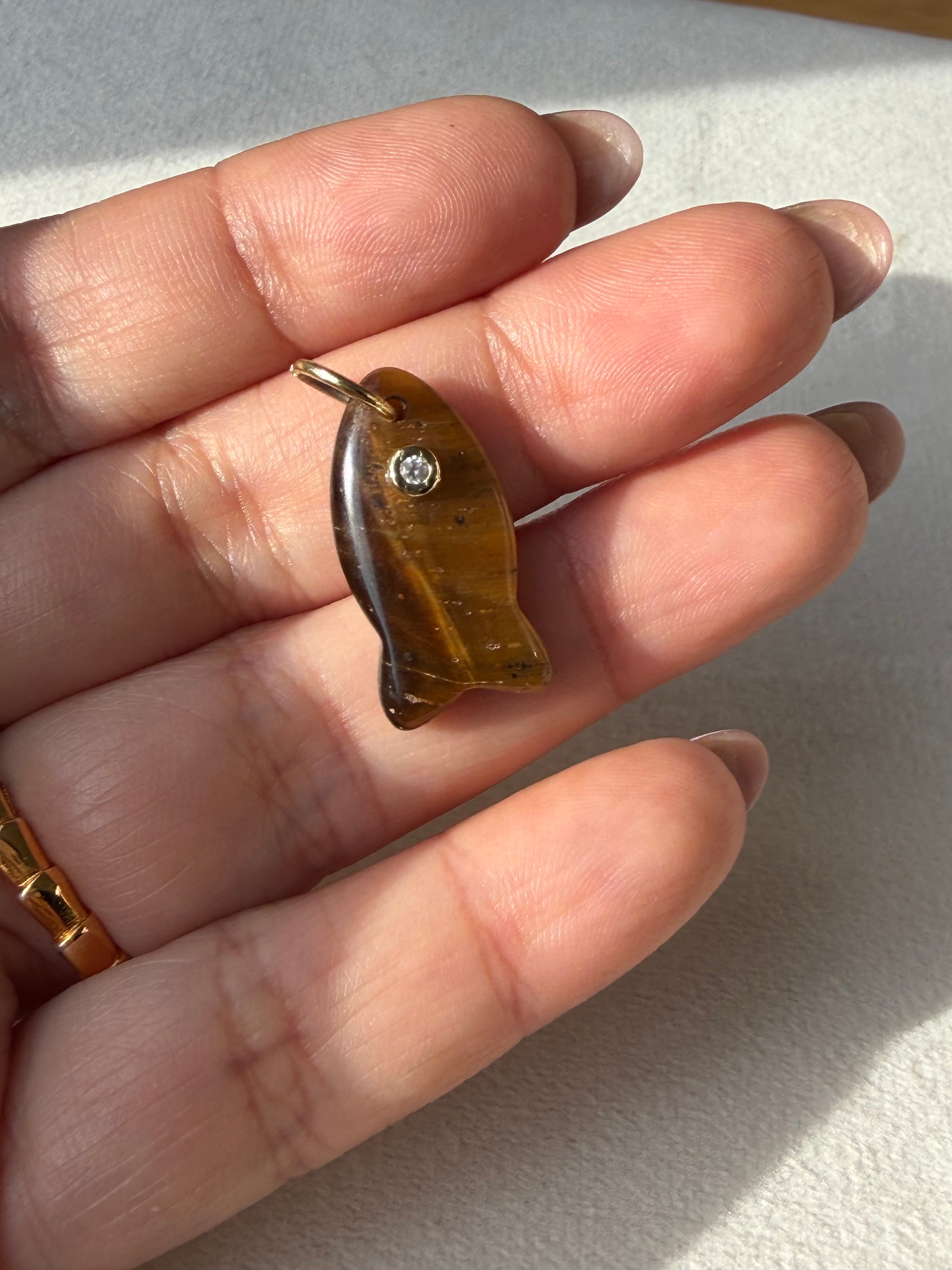 Mini pez natural stone charm