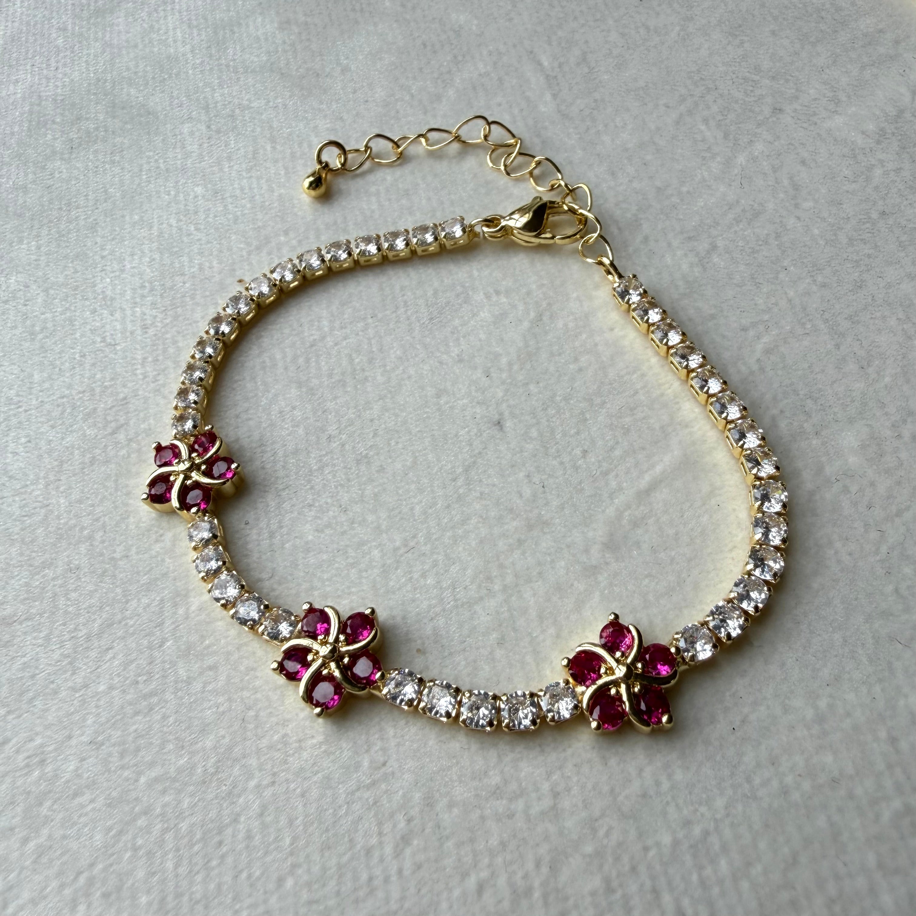 Flower tennis necklace, bracelet