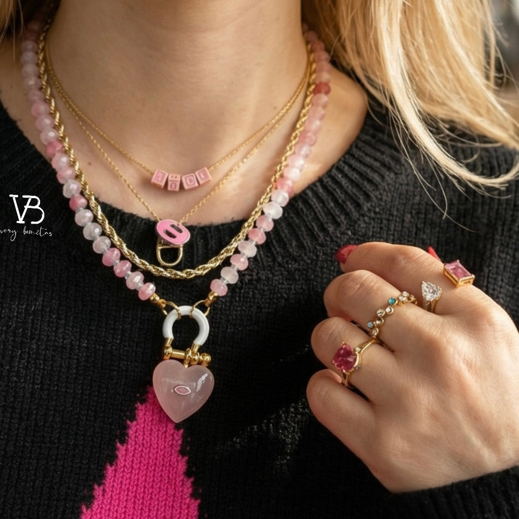 Pink stone necklace