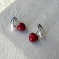 Cherry silver earring