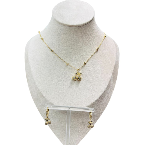 Gold, color Cherry Necklace,set