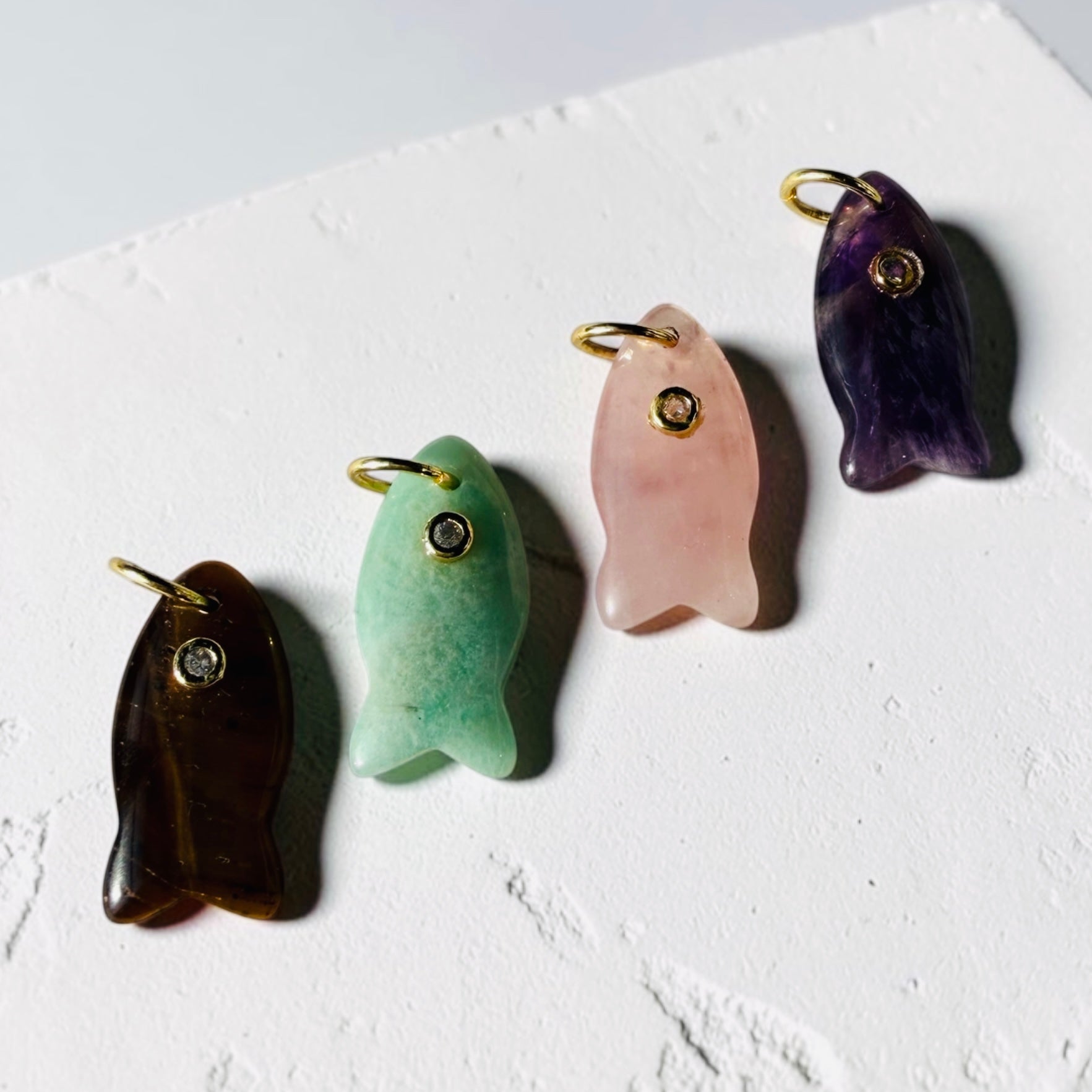 Mini pez natural stone charm