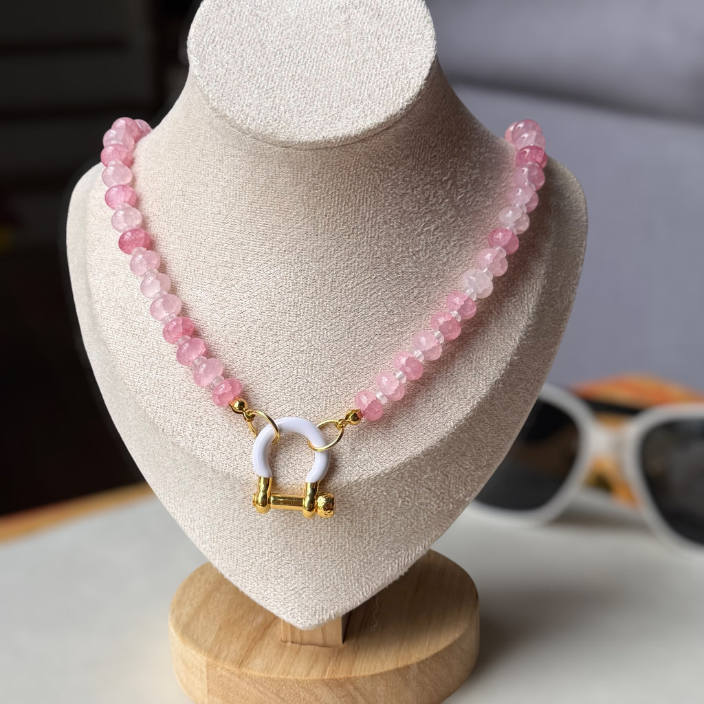 Pink stone necklace