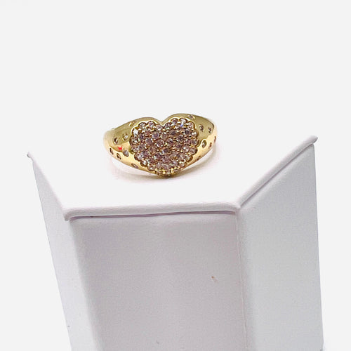 Full circon heart Ring