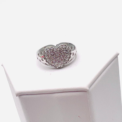 Full circon heart Ring