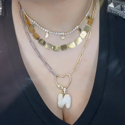 Full circon initial Necklace