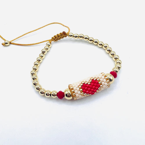 Heart Miyuki Balín Bracelet