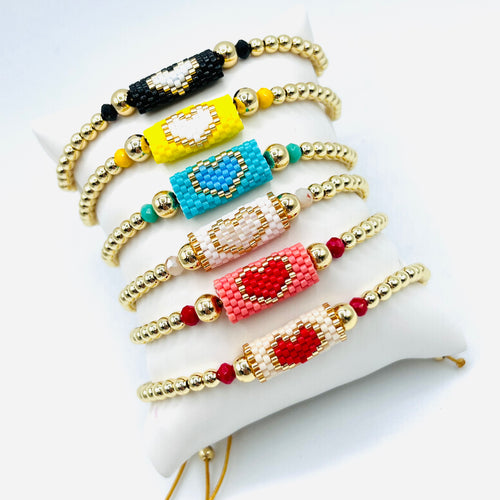Heart Miyuki Balín Bracelet